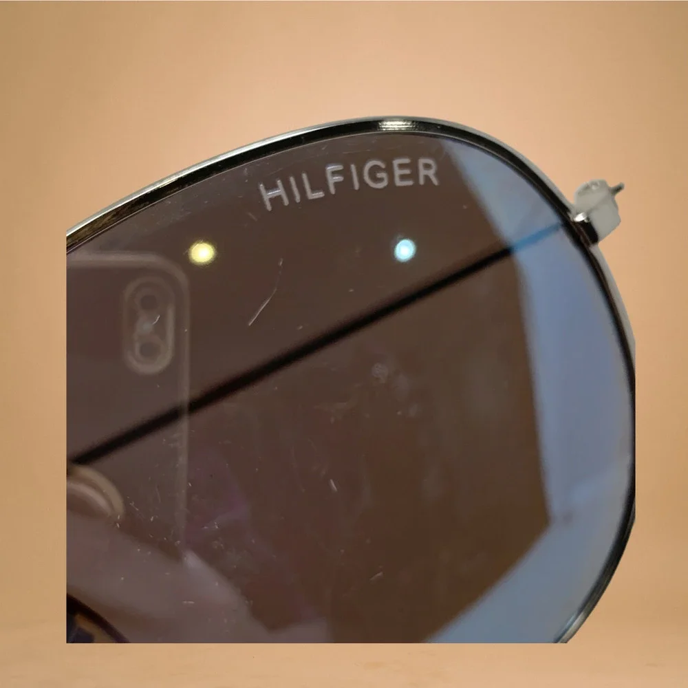 Tommy Hilfiger Sunglasses Tony OM165 Aviator Blue Mirrored Silver Frame + Case